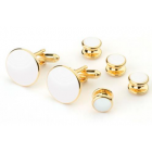 White Stone Tuxedo Studs and Cufflinks